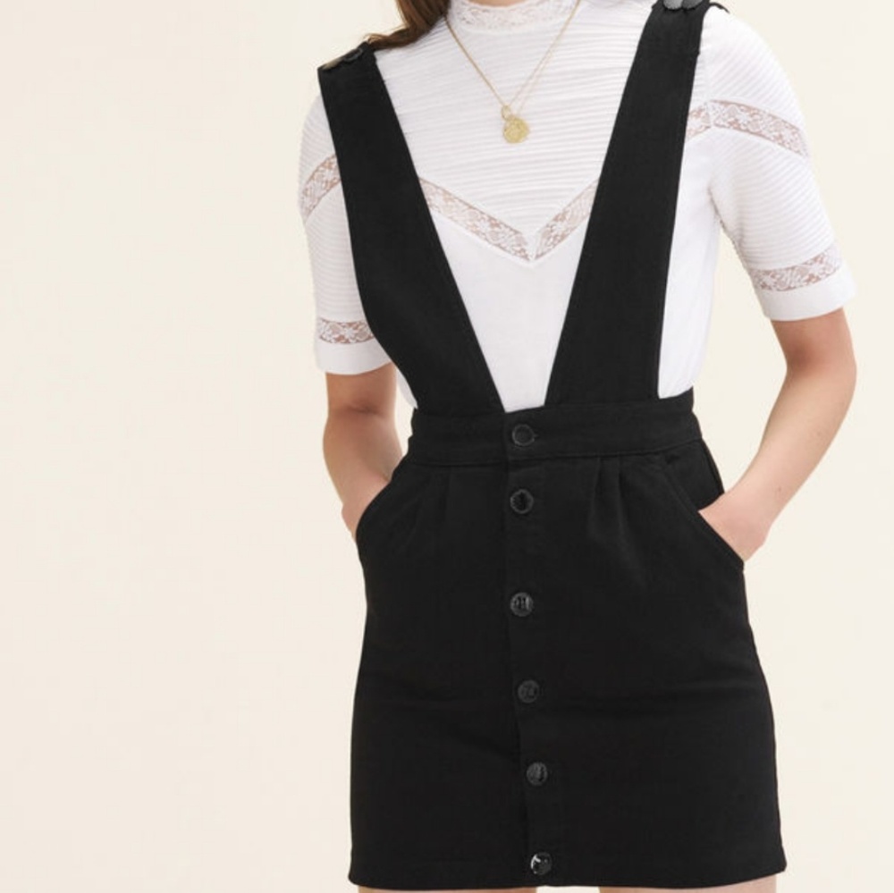 MAJE Ritana strap-detail denim skirt
